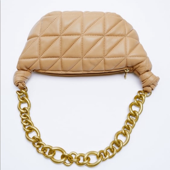 Zara | Bags | New Tan Beige Zara Croissant Bag With Gold Chain Host Pick |  Poshmark